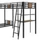 preview thumbnail 4 of 7, L-Shaped Twin Bunk Kids Bed Frame with Loft, Desk & Shelves, Easy Assembly, Brown