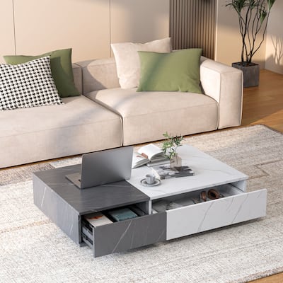 Modern two-tone coffee table with two storage spaces