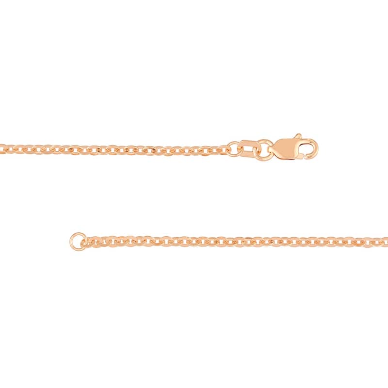 Curata 14k Rose Gold 2mm Crystal Diamond Cut Cable Chain Necklace (Lobster)