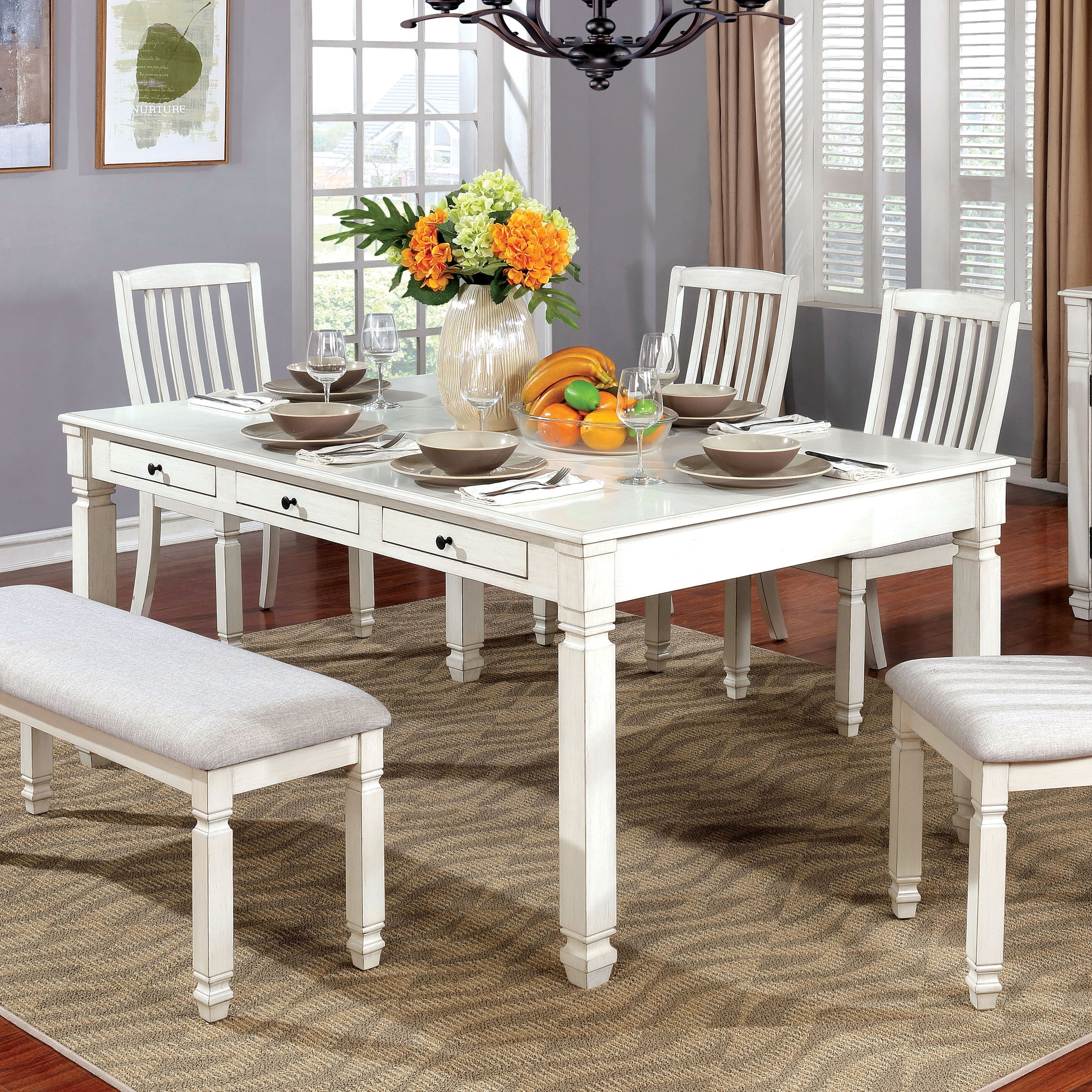 Furniture Of America Timm Contemporary White 66 Inch Dining Table On Sale Overstock 19826023