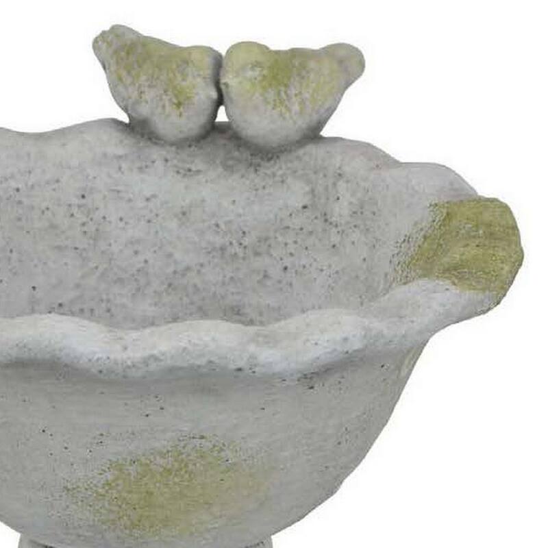 Ivina Bird Feeder Bird Bath, Gray and Green, Decorative, 12 Inch