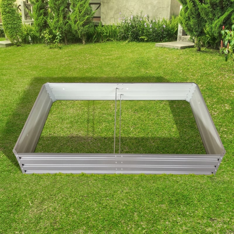 Metal Garden Bed – Outdoor Planter Box, Patio Planting Kit for Vegetables, Flowers & Herbs (Grey)‌