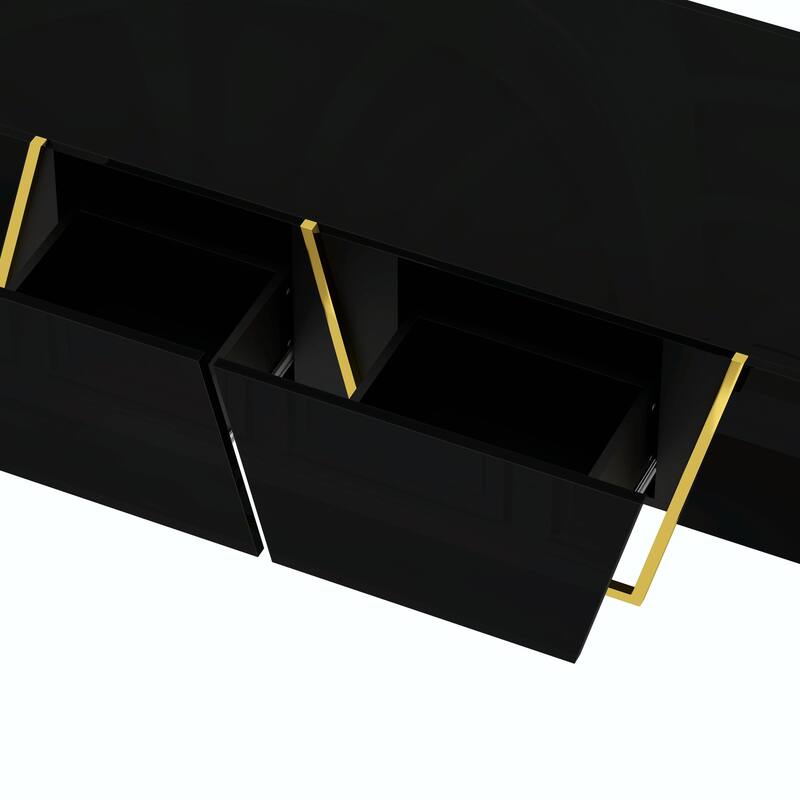 47.2" Modern Rectangular High Gloss Coffee Table - 4 Drawers, Storage, Gold Base
