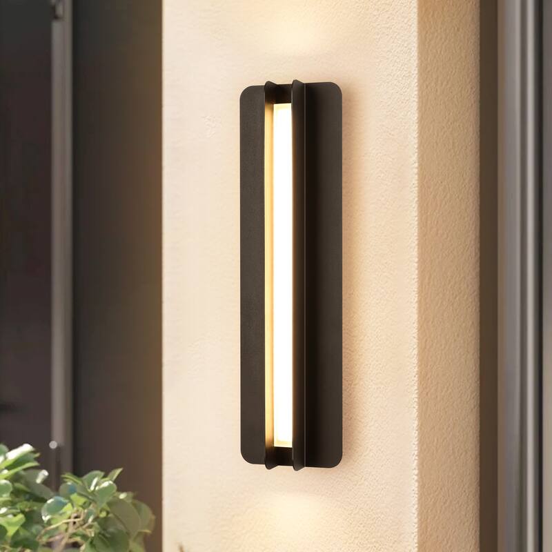 Modern Black Outdoor Wall Lights Linear Dimmable LED Wall Sconce Lights
