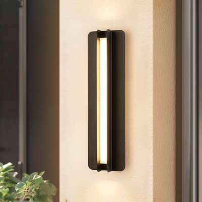 Modern Black Outdoor Wall Lights Linear Dimmable LED Wall Sconce Lights