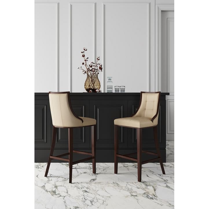 Manhattan Comfort Fifth Avenue 45 in. Walnut Beech Wood Bar Stool