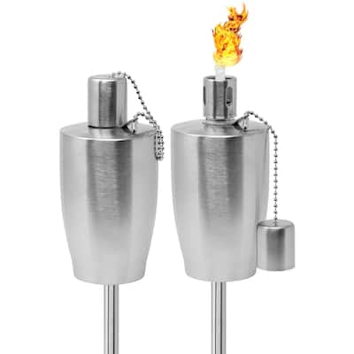 Sorbus Stainless Steel Torches - 5 ft. Long Garden Patio Décor (Silver - Barrel)