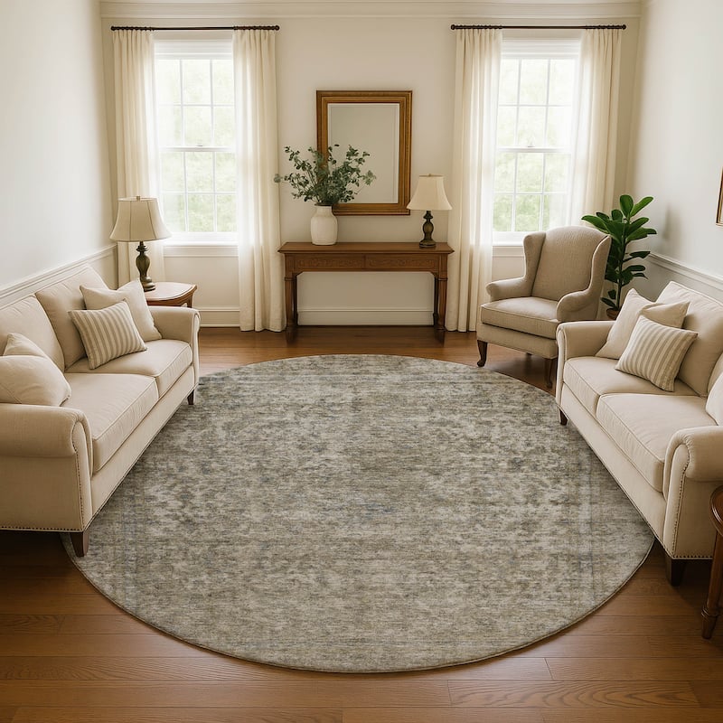 Premium Washable Super Soft Vintage Traditional Mayfield Rug - Pewter - 8' x 8'