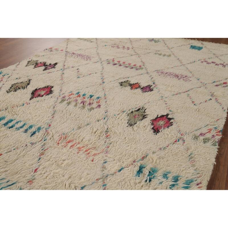 Trellis Plush Moroccan Area Rug Hand-Knotted Wool Carpet - 5'10" x 9'10"