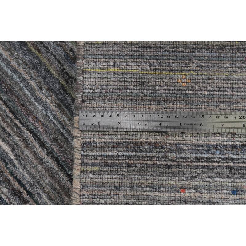 Hand Knotted Oriental 100% Wool Carpet Tribal Tribal Greys & Charcoal Gabbeh Area Rug - 8' 1'' X 8' 0''
