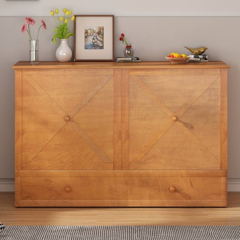 Mixoy Murphy Bed,Cube Cabinet Chest Bed with Charging Station
