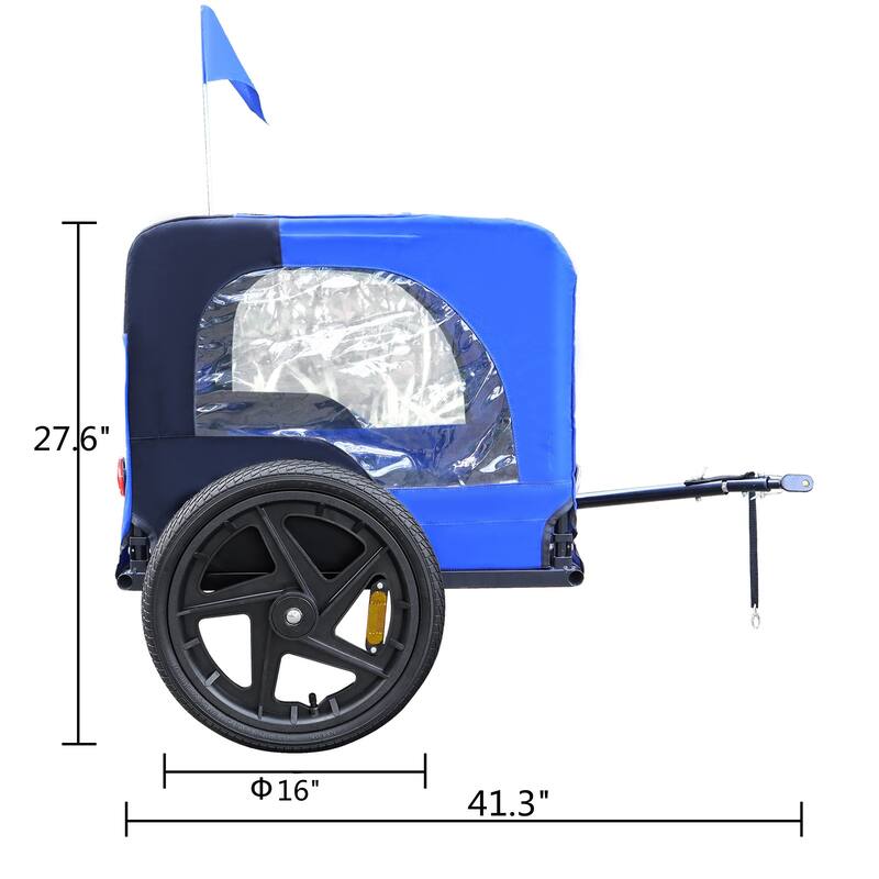 Medium Pet Bike Trailer with Powder-Coated Steel Frame, 88 lbs Weight Limit, Leash and Reflectors for Safety