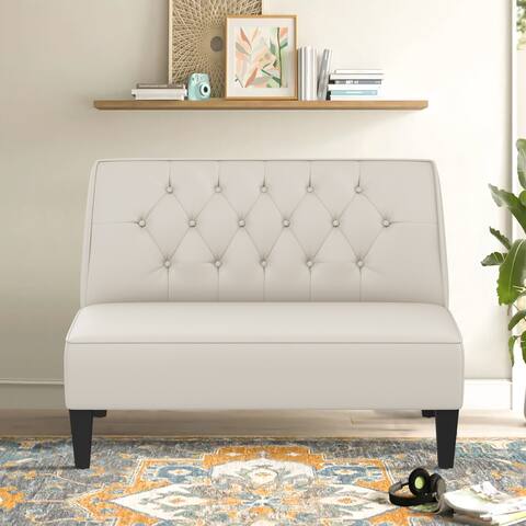 Button Tufted Loveseat Settee Upholstered Sofa Backrest Buckle Couch Banquette Bench for Dining Room