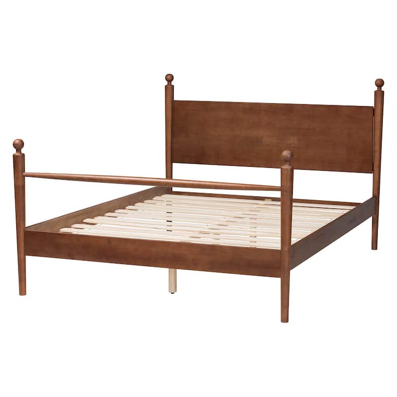 Gianetta Wood Platform Bed - Traditional Poster Bed Frame with Panel Headboard and Low Profile Footboard