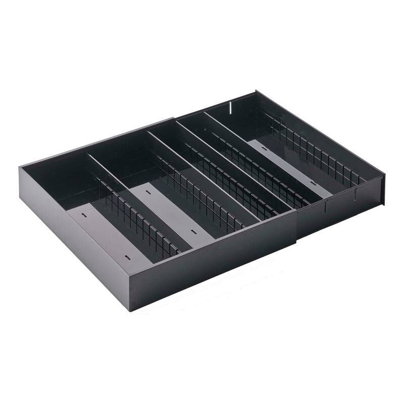 Yamazaki Home Cutlery Organizer - Three Styles, ABS Plastic, Expandable I, Adjustable - L 13.78 x W 11.69 x H 2.17 inches - Black