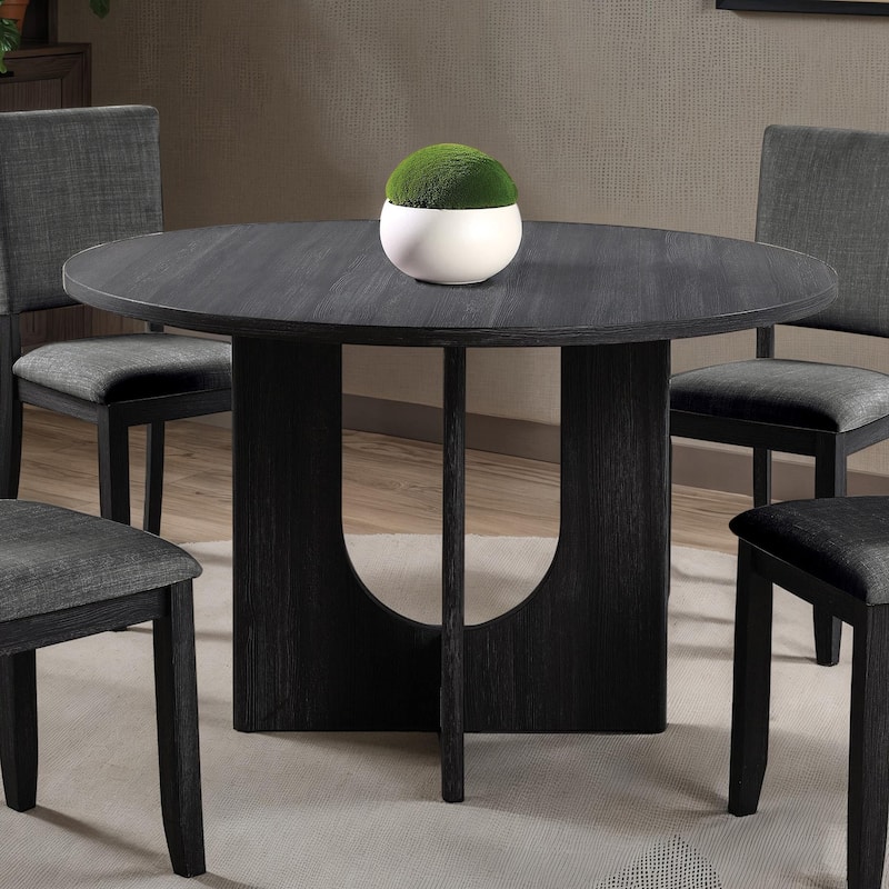 Classic Round Dining Table 1pc Dining Room Furniture Dark Gray U-shaped Pedestal Base Table - Dark Gray - Dark Gray