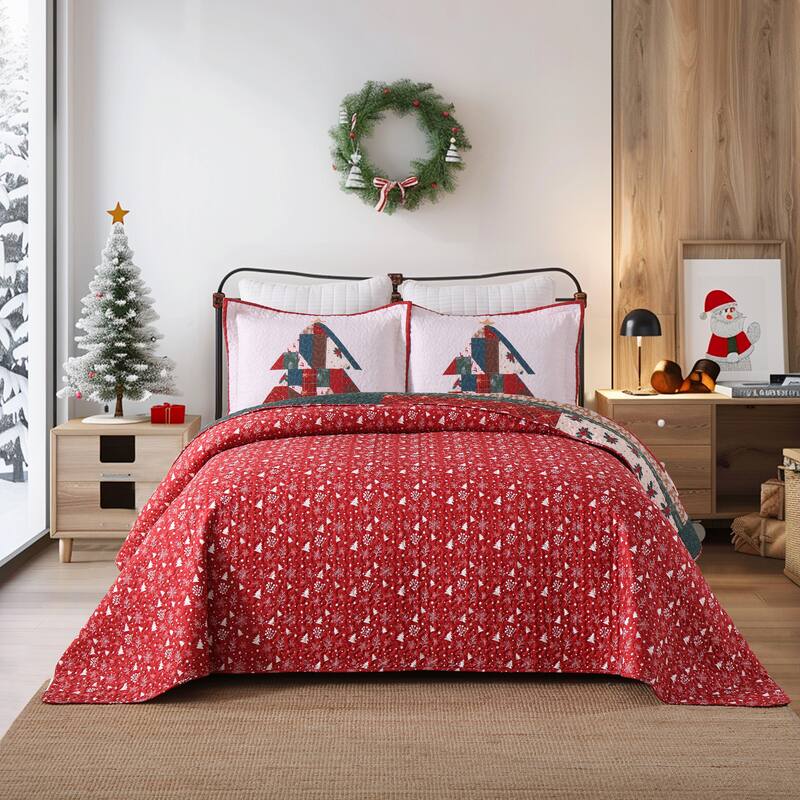 3 Pcs Patchwork Christmas Tree Quilt Set