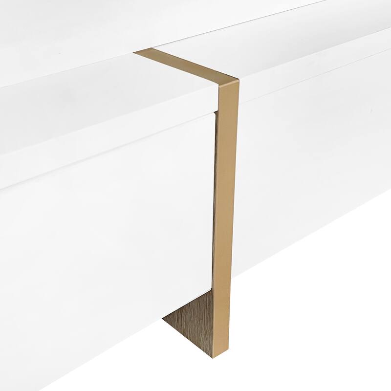 Modern High Gloss Square Coffee Table with 4 Drawers and Storage - 31.5" W × 31.5" D × 13.7" H