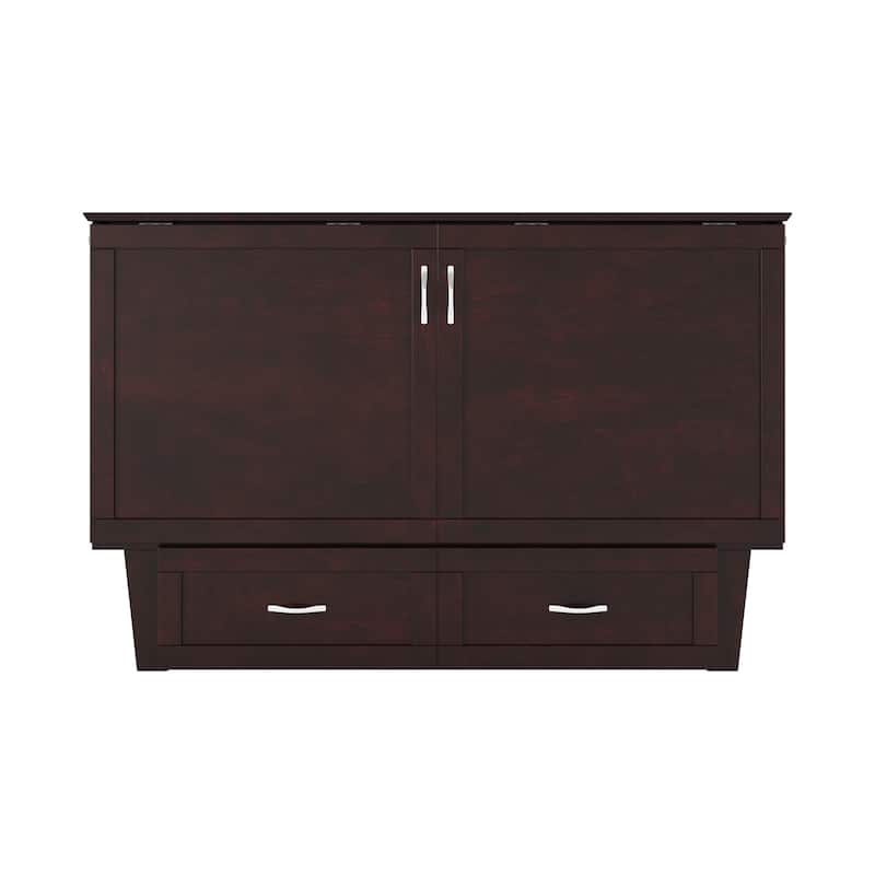 Chelsea Queen Murphy Bed Chest with 6" Mattress, Storage Drawer & Built-In Charger in Espresso