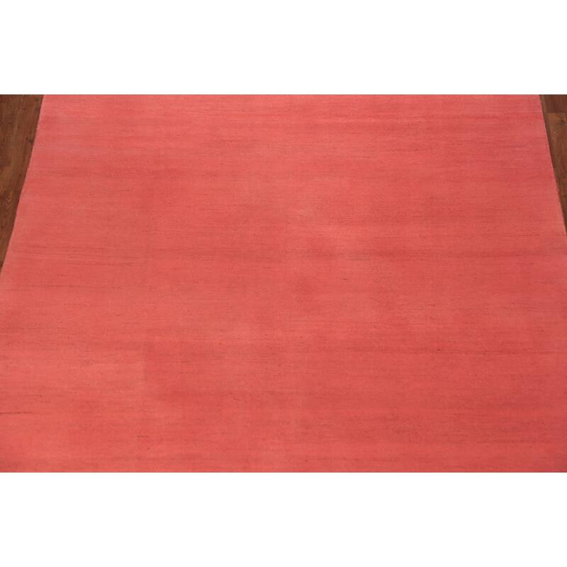 Pink Salmon Modern Gabbeh Oriental Area Rug Handmade Wool Carpet - 8'1" x 11'4"
