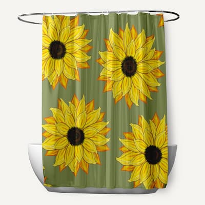 Sunflower Power Flower Print Shower Curtain (71 x 74)
