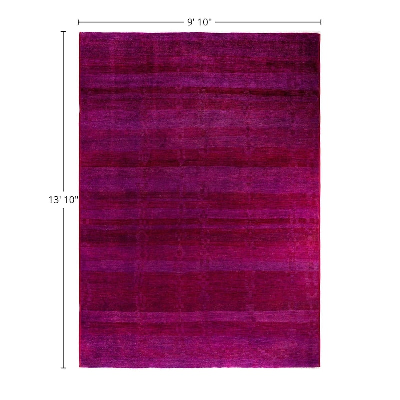 Overdyed One-of-a-Kind Hand-Knotted Area Rug - Purple - 9' 10" x 13' 10"