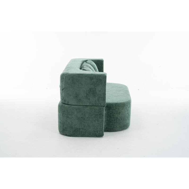 3-Seater Convertible Sofa Bed, Chenille Fabric Sleeper Sofa, High-Density Sponge Daybed, No Assembly Required