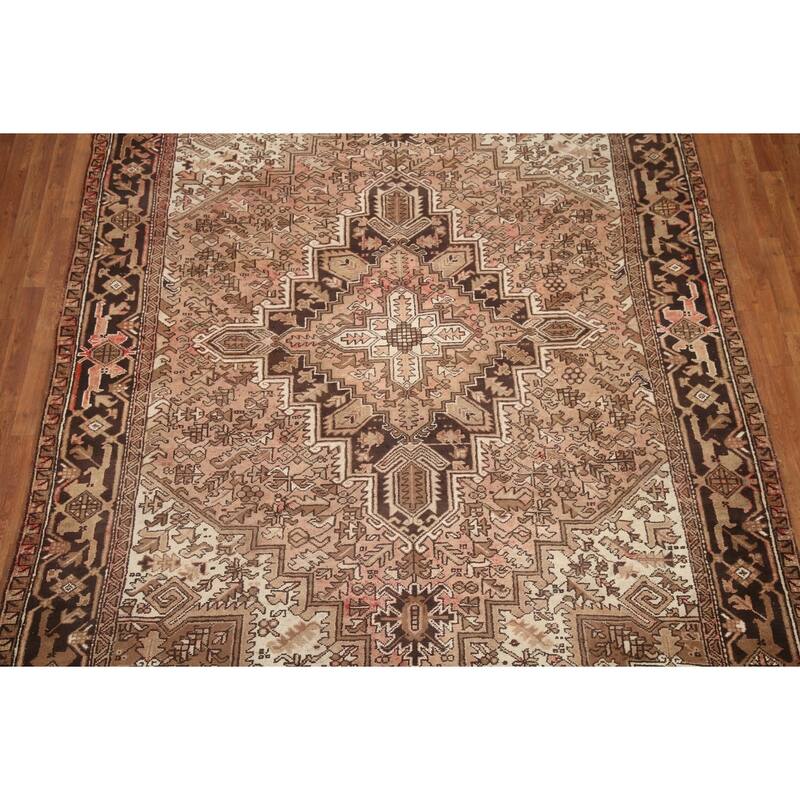 Hand Knotted Oriental 100% Wool Carpet Traditional Medallion Pink Heriz Area Rug - 11' 5'' X 8' 4''