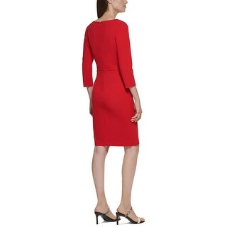 calvin klein red dress with sleeves Calvin klein solid sheath dress cd9c1a00 + FREE SHIPPING