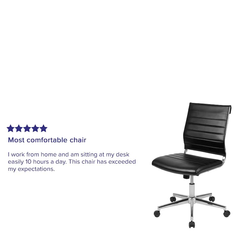 Mid-Back Armless LeatherSoft Contemporary Ribbed Executive Swivel Office Chair
