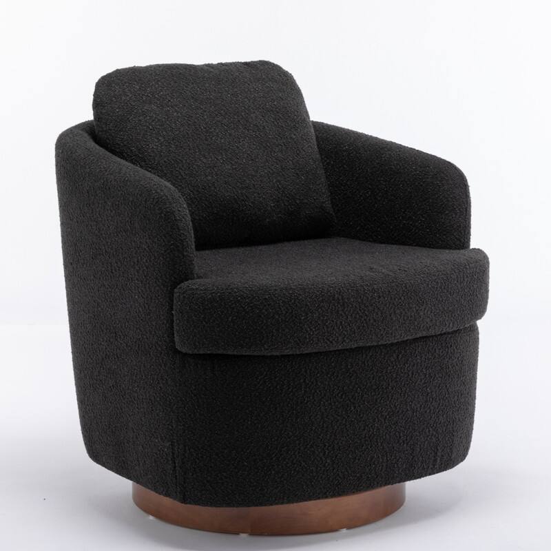 22.6" Seat Width Boucle Fabric 360 Degree Rotatable Swivel Chair Leisure Chair with Pillow