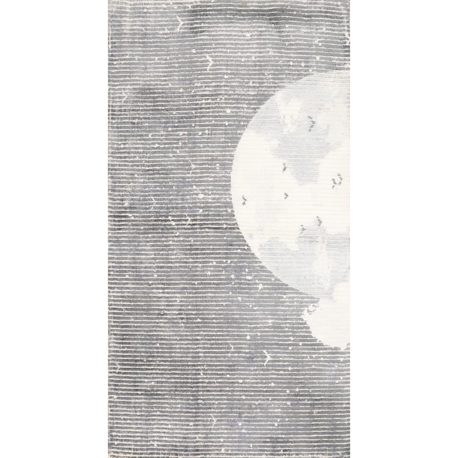Hand Knotted Oriental Viscose Silk Carpet Modern Pictorial Greys & Charcoal Abstract Area Rug - 4' 0'' X 2' 0''