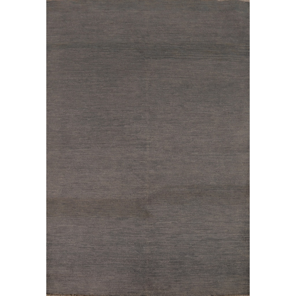 Gray Gabbeh Modern Rug Handmade Wool Carpet - 4'0"x 5'10"