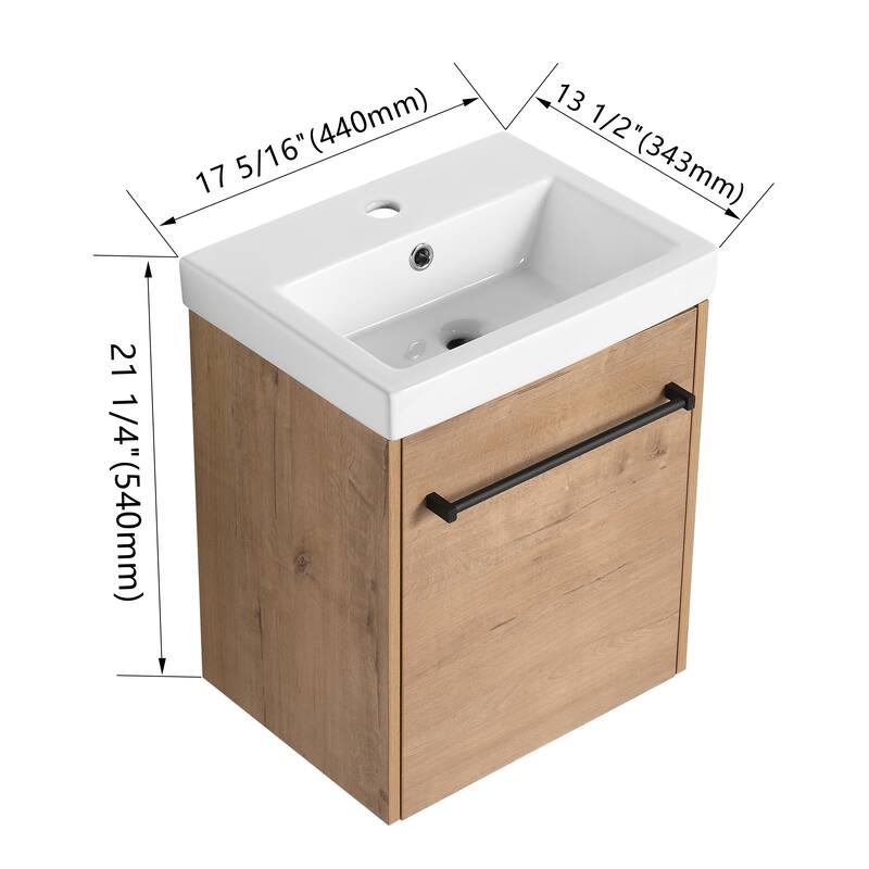 BNK 16/18 Inch Single Sink Bathroom Vanity with Soft Close Door
