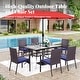 preview thumbnail 10 of 69, MAISON ARTS 7/8 Pieces Outdoor Patio Dining Set, 6 PE Rattan Chairs with Cushions and 1 Rectangle Metal Table