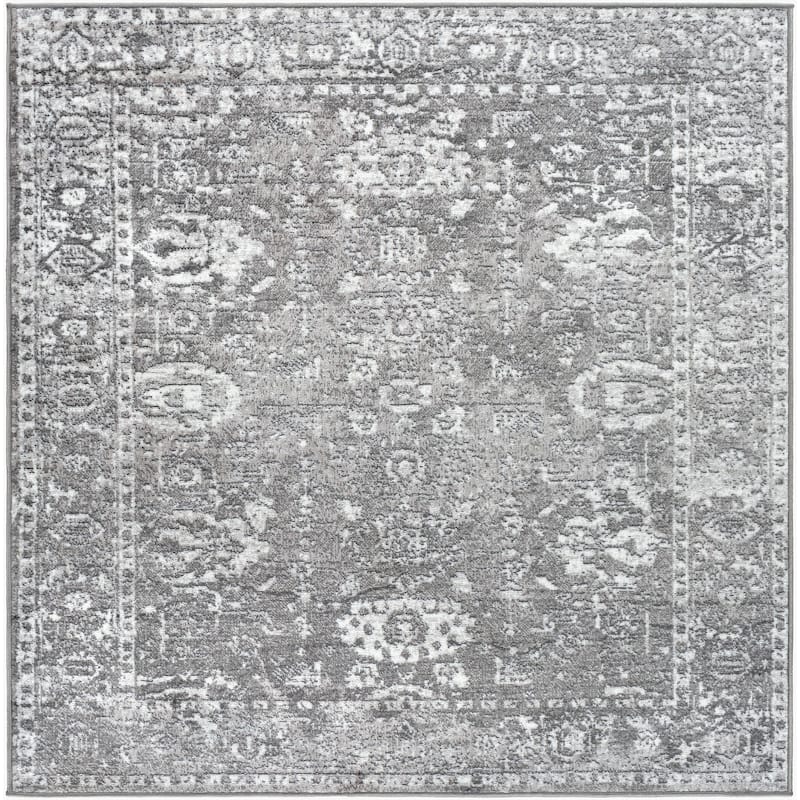 Livabliss Transitional Monte Carlo Oriental Area Rug - 5'3" x 5'3" Square - Charcoal