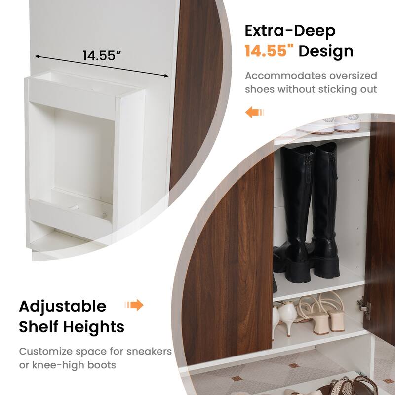 6-Tier Shoe Storage Cabinet with Slide Out Shelf and Umbrella Stand