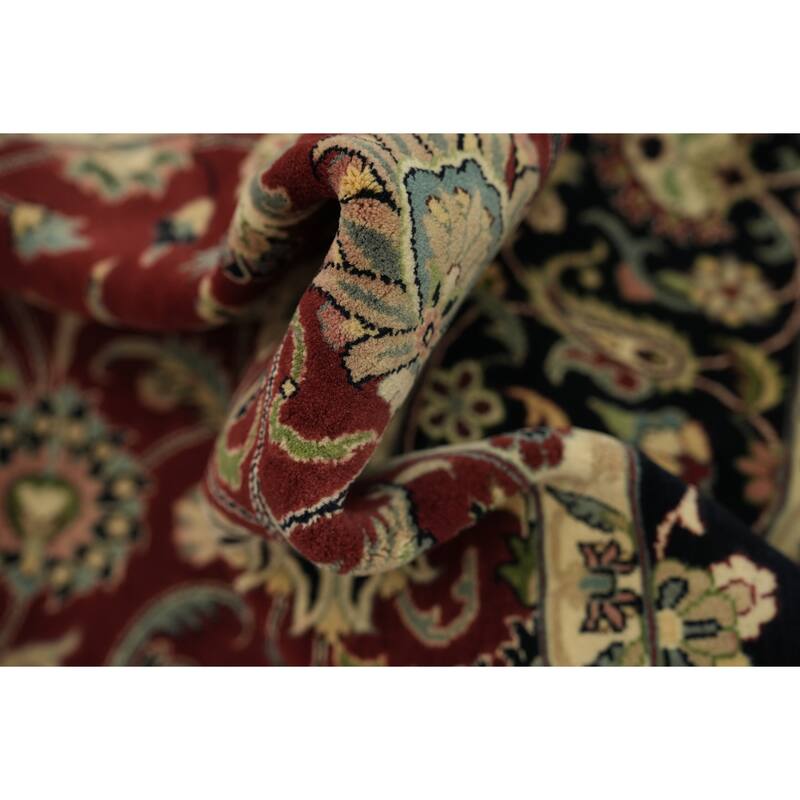 Hand Knotted Oriental 100% Wool Carpet Traditional All-Over Red Tabriz Area Rug - 9' 11'' X 8' 0''