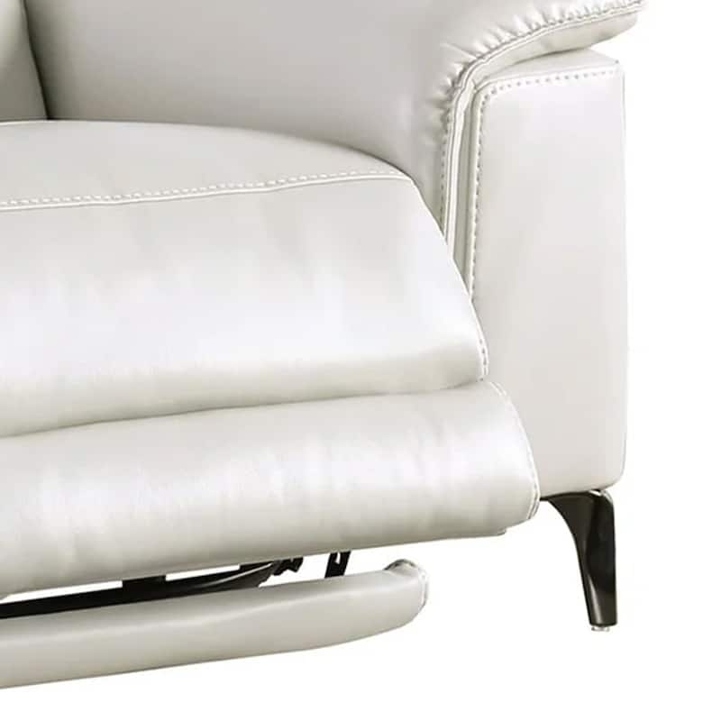 Cuny Power Recliner Chair, Taupe Gray Faux Leather, Wall Hug Back