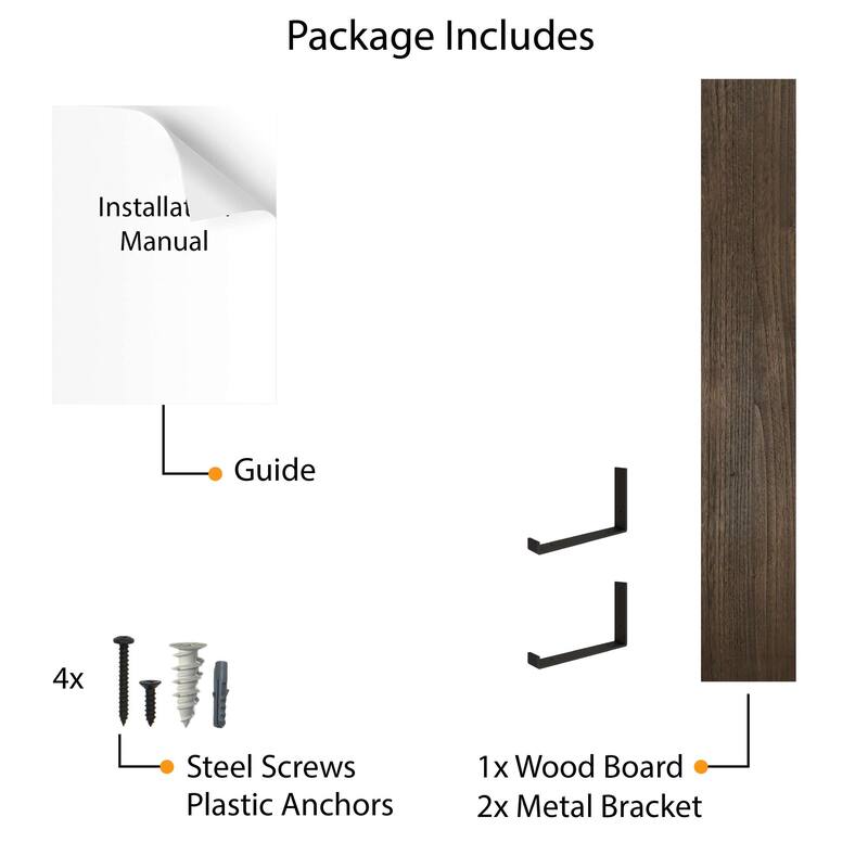 Wallniture Forte Wood Board 60" Long, 9.25'' Deep, 1.5" Thick, Floating Shelf for Wall, Living Room Shelf, Rustic, Dark Walnut