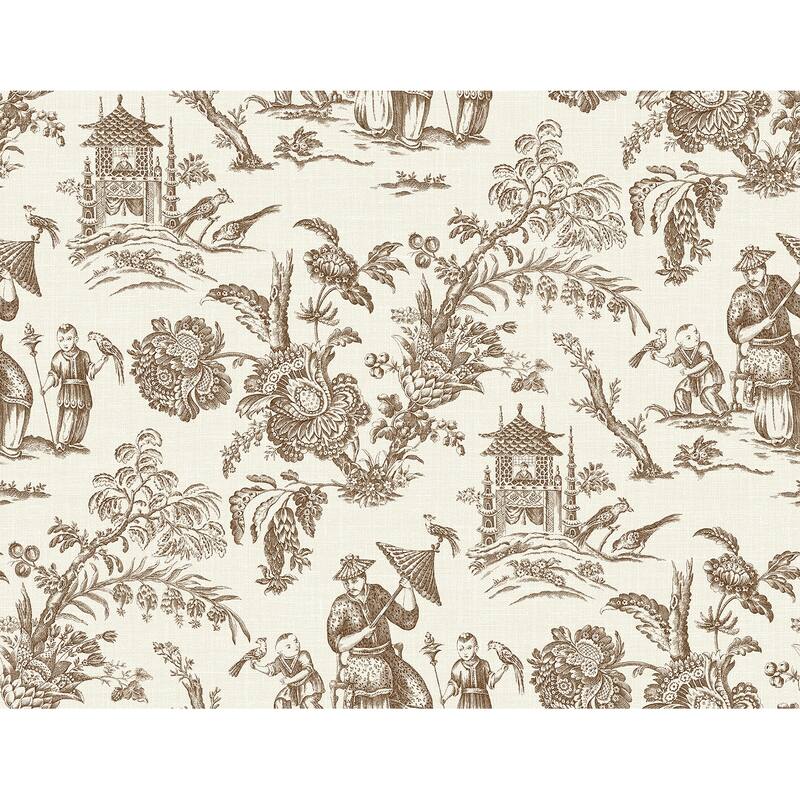 Seabrook Designs Colette Chinoiserie Nonwoven Unpasted Wallpaper - 27 in. W x 27 ft. L - Hickory Smoke