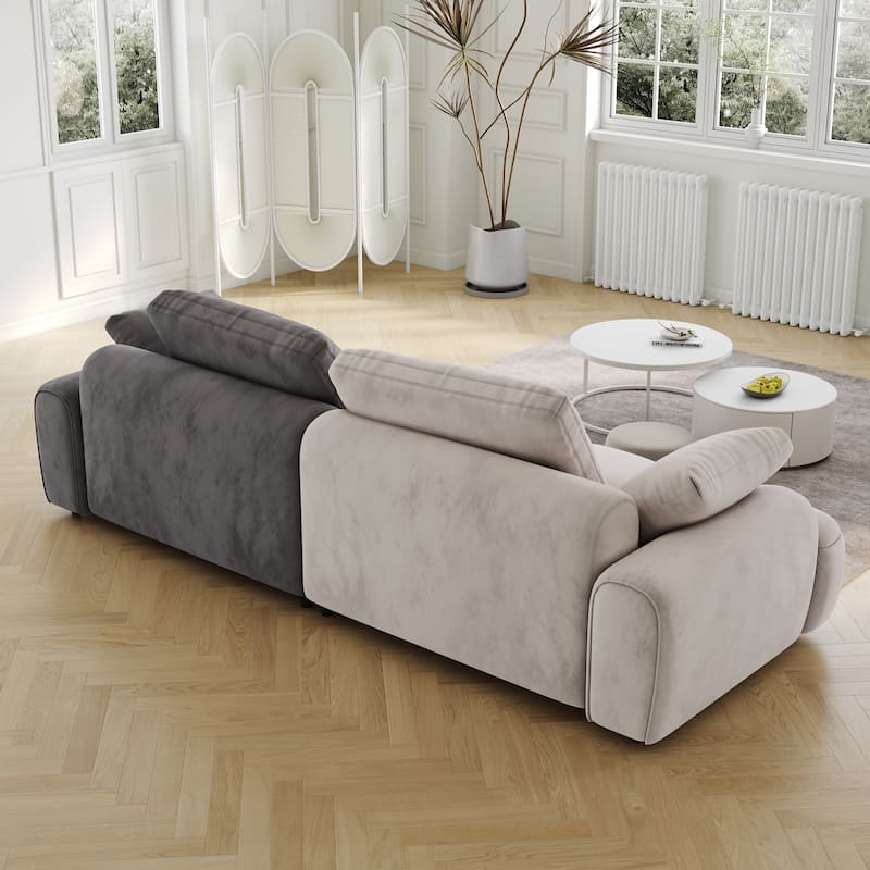 Spacious 3-Seat Modern Sofa with Velvet Upholstery and Easy Assembly