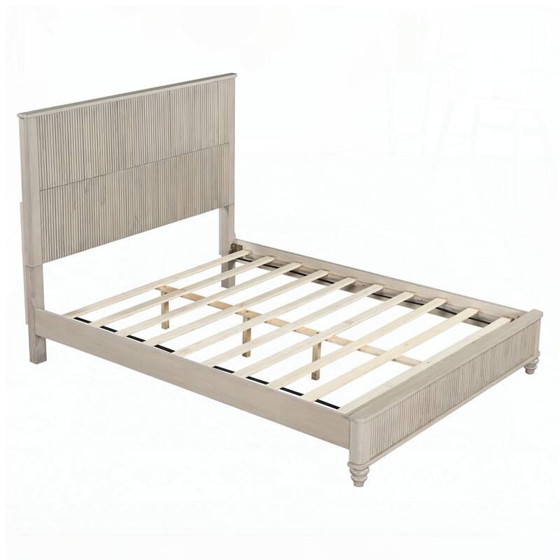Solid Wood Bed Frame with Tall Headboard