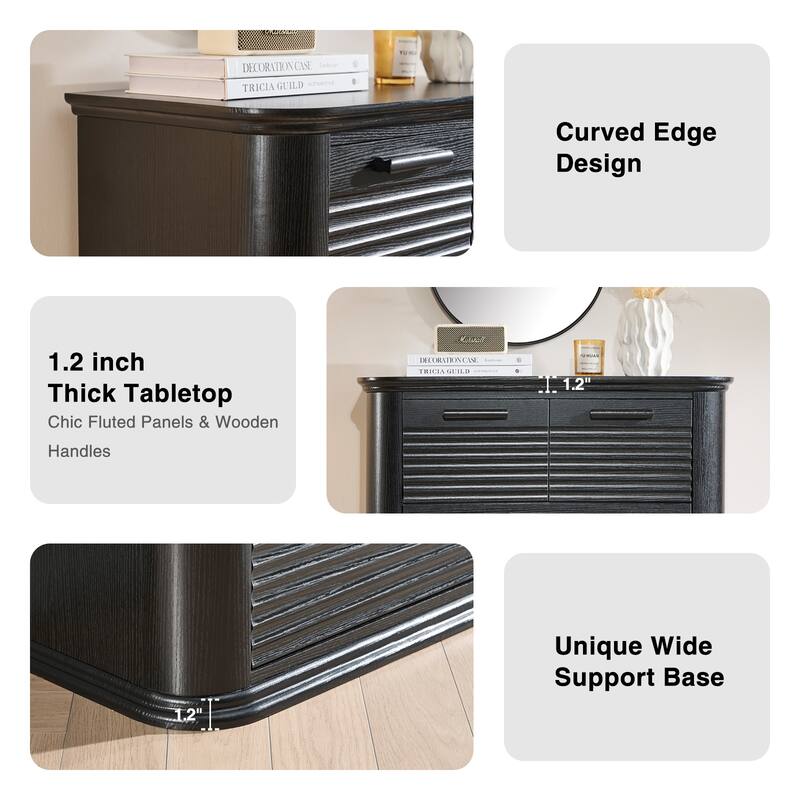 Mid-Century Modern 6 Drawers/7 Drawers Dresser for Bedroom, Tall Dresser & Chest of Drawers with Curved Profile Design