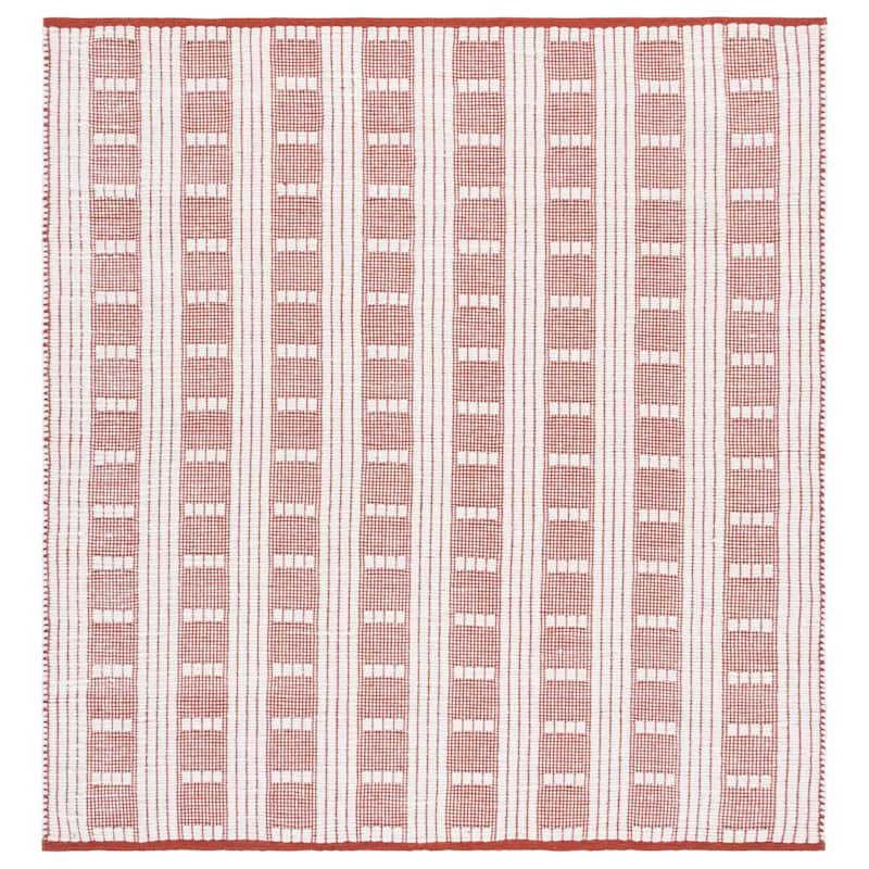 SAFAVIEH Handmade Flatweave Lynann Vermont Wool & Cotton Rug - 6' Square - Rust/Ivory