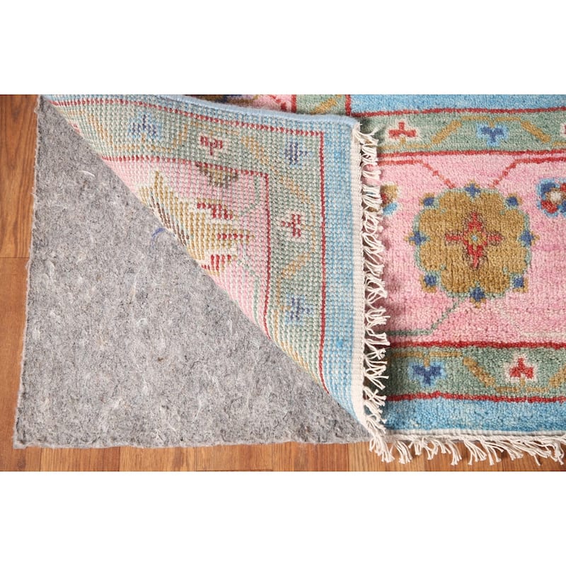 Light Blue Oushak Area Rug Hand-Knotted Transitional Wool Carpet - 7'9"x 9'9"