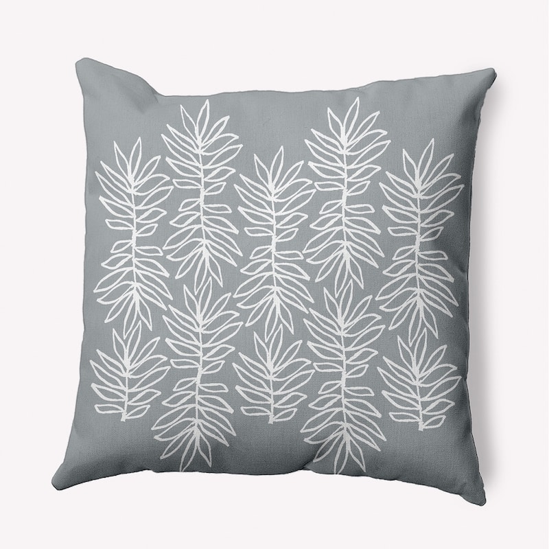 Leafy Branch Decorative Throw Pillow - 20" x 20" - Pretty Grey