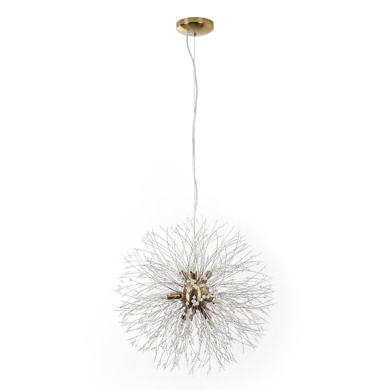 9-Light Modern Glam Sputnik Starburst Globe Pendant Linear Firework Crystal Chandelier for Living Room