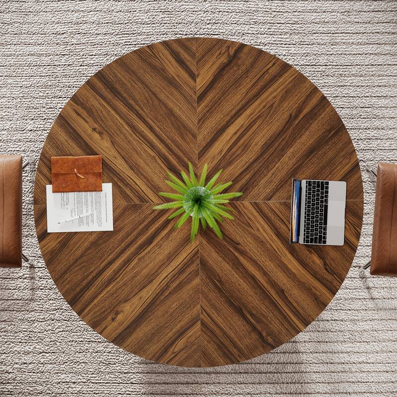 47-Inch Round Conference Table for 4-6 People with Storage Shelf - 47.24" L x 47.24" W x 29.53" H