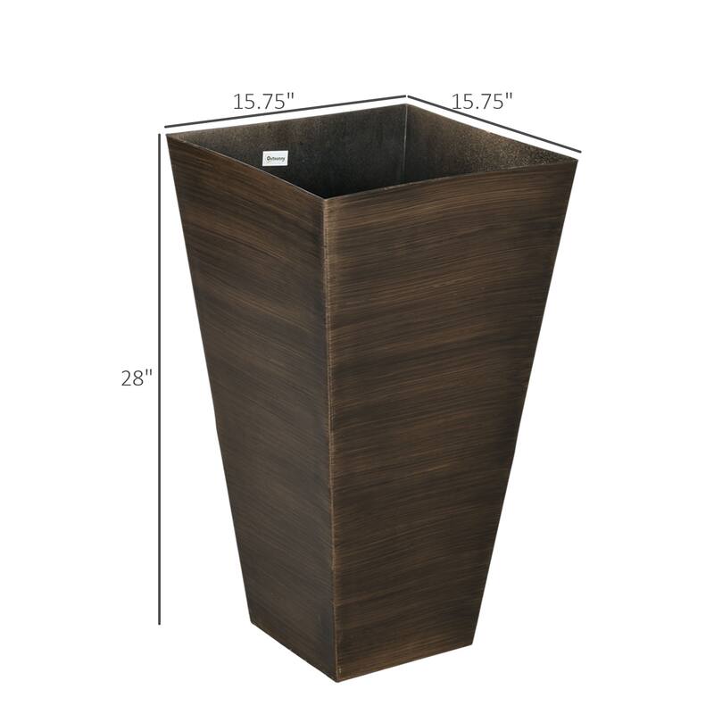 Outsunny 28" Tall Outdoor Planters, Set of 3 Large Taper Planters with Drainage Holes and Plug